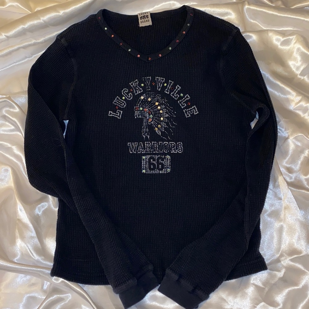 🌟Y2K🌟 VINTAGE LUCKY BRAND LONG SLEEVE BEDAZZLED